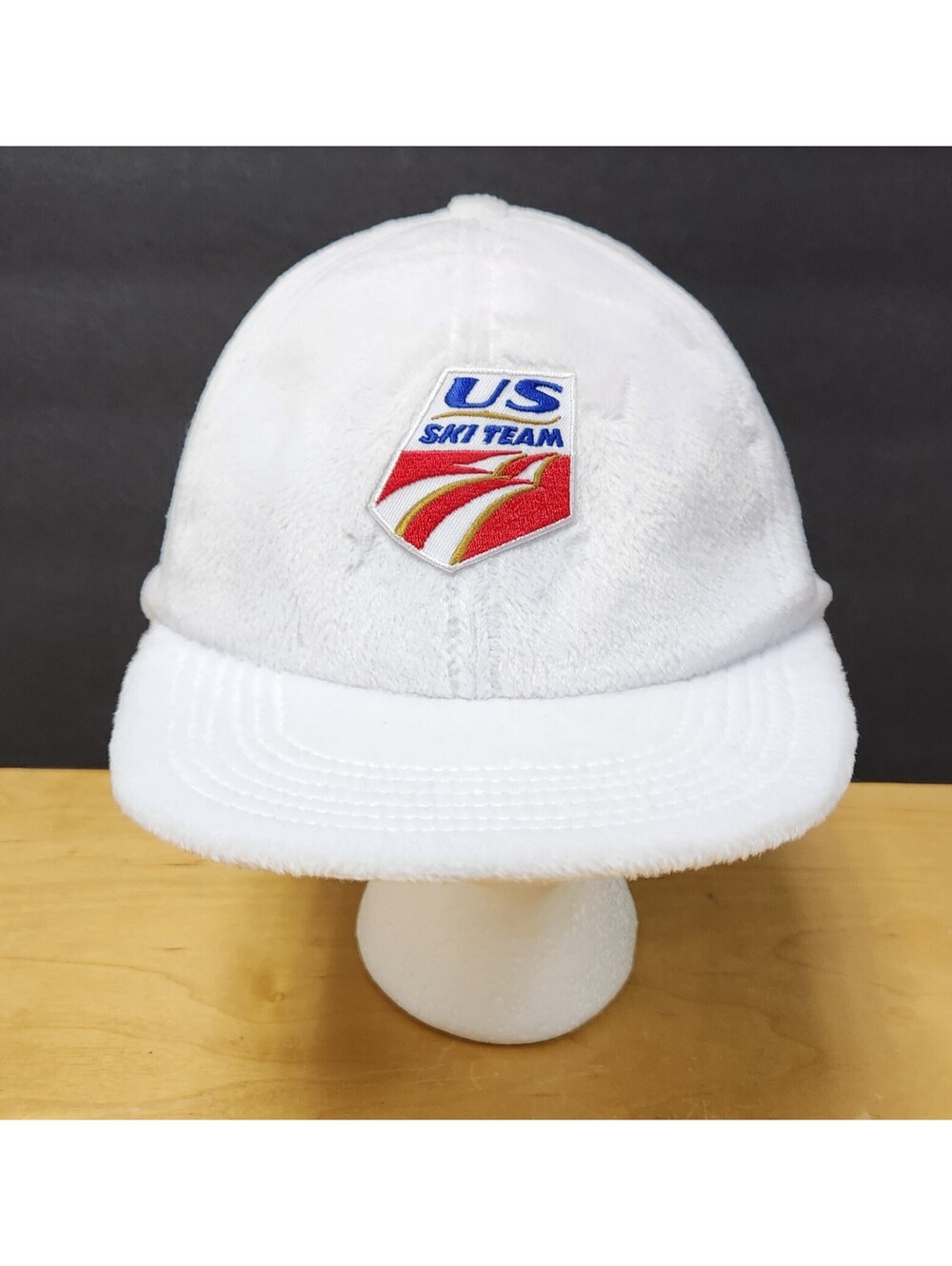 Vintage US Ski Team Butt Furr Microfleece Hat White Winter Baseball Cap Y2K